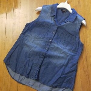 EUC Sleeveless Chambray Top